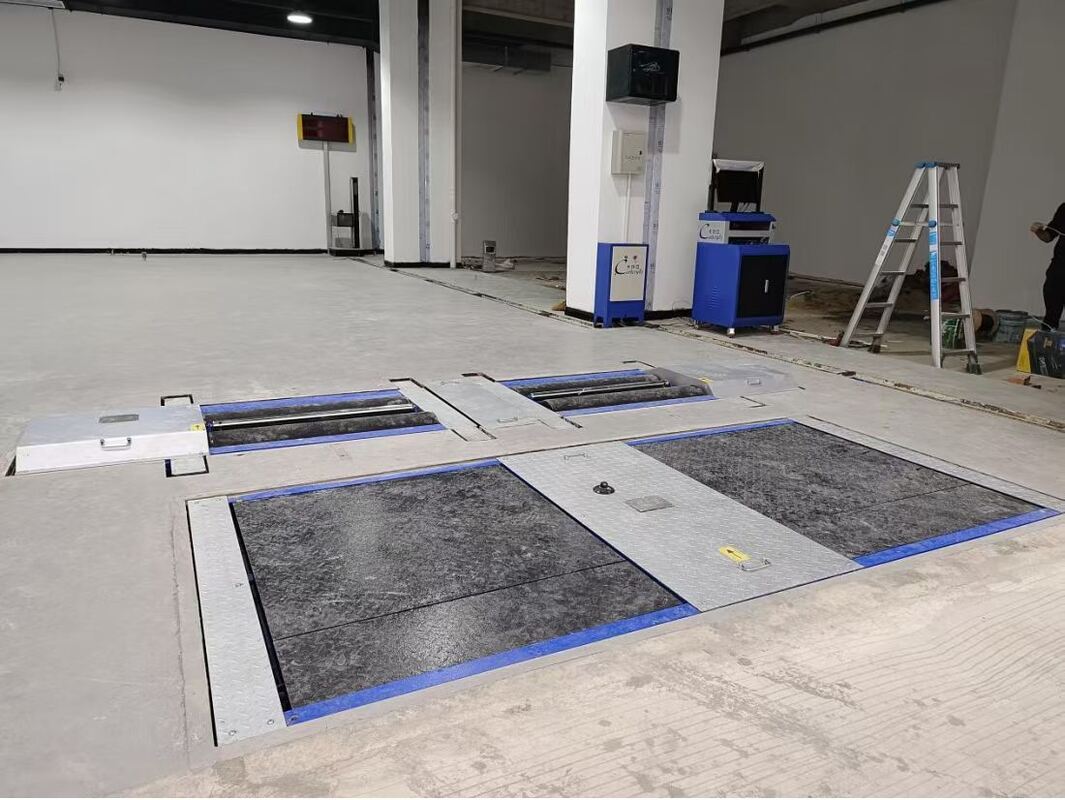 মেরামতের কারখানার জন্য কার্টেসি ট্রাক টেস্ট লেন অটোমোবাইল রোলার ব্রেক টেস্টার অক্ষের সাথে শক্তি লোড ডুয়াল প্লেট পার্শ্ব স্লিপ টেস্টার 10T ক্ষমতা